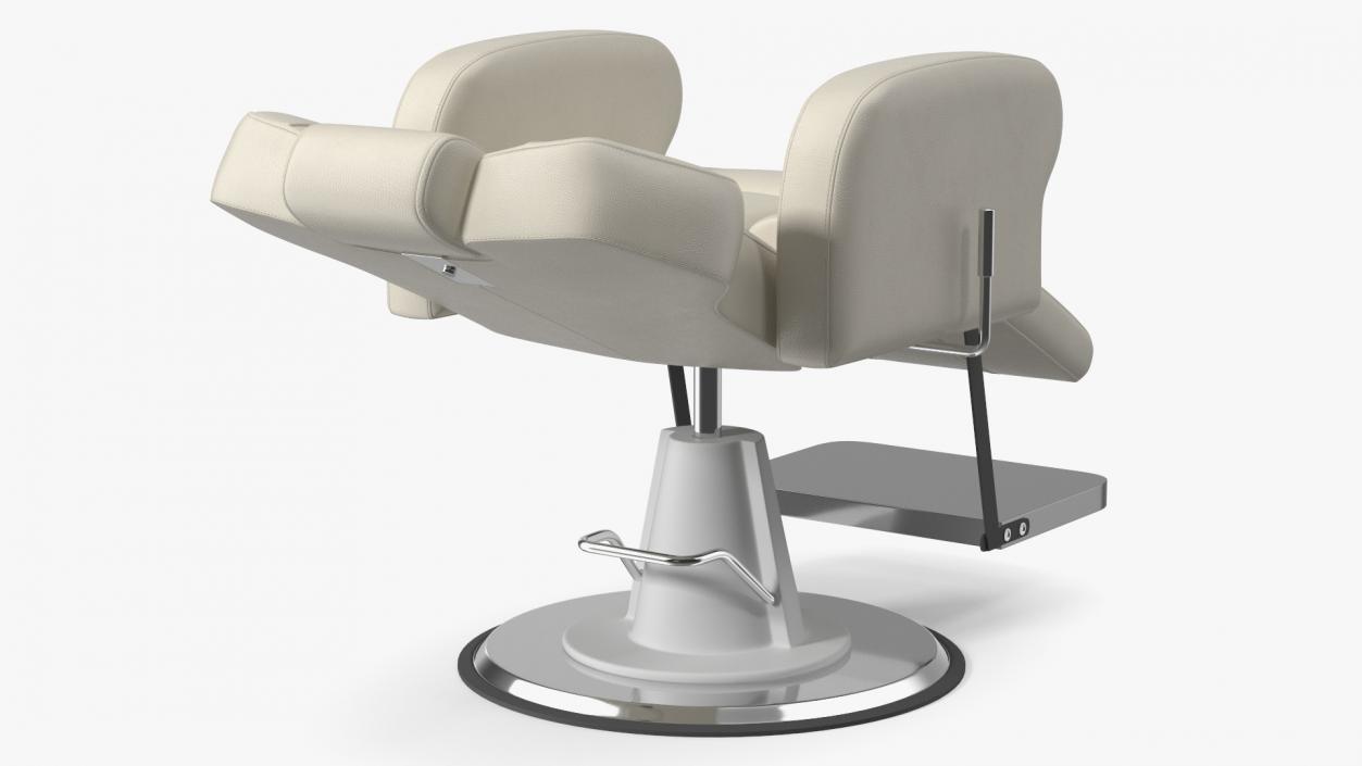 Barber Chair Reclining Unfolded White 3D