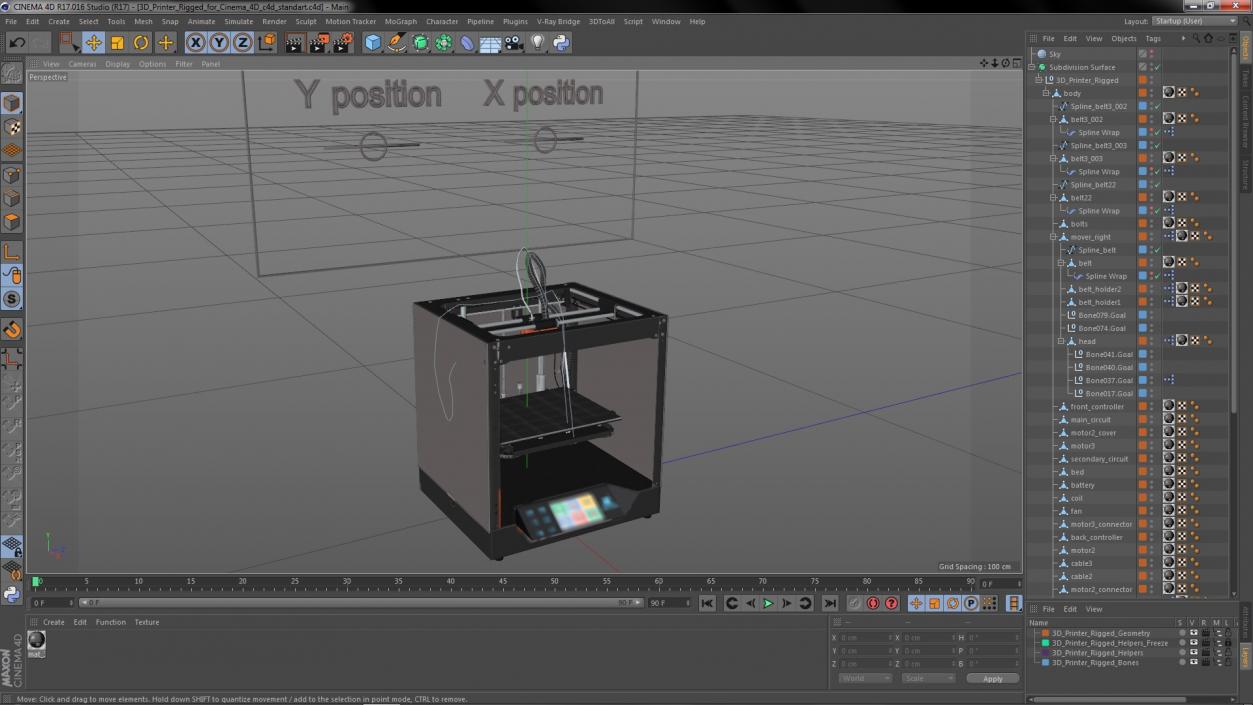 3D Printer Rigged for Cinema 4D model