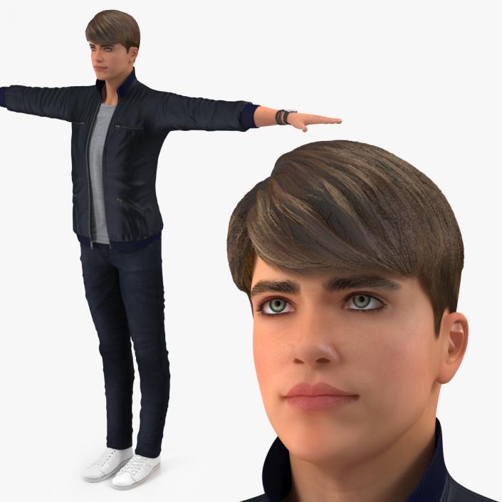 Teenage Boy Street Clothes Neutral Pose 3D model