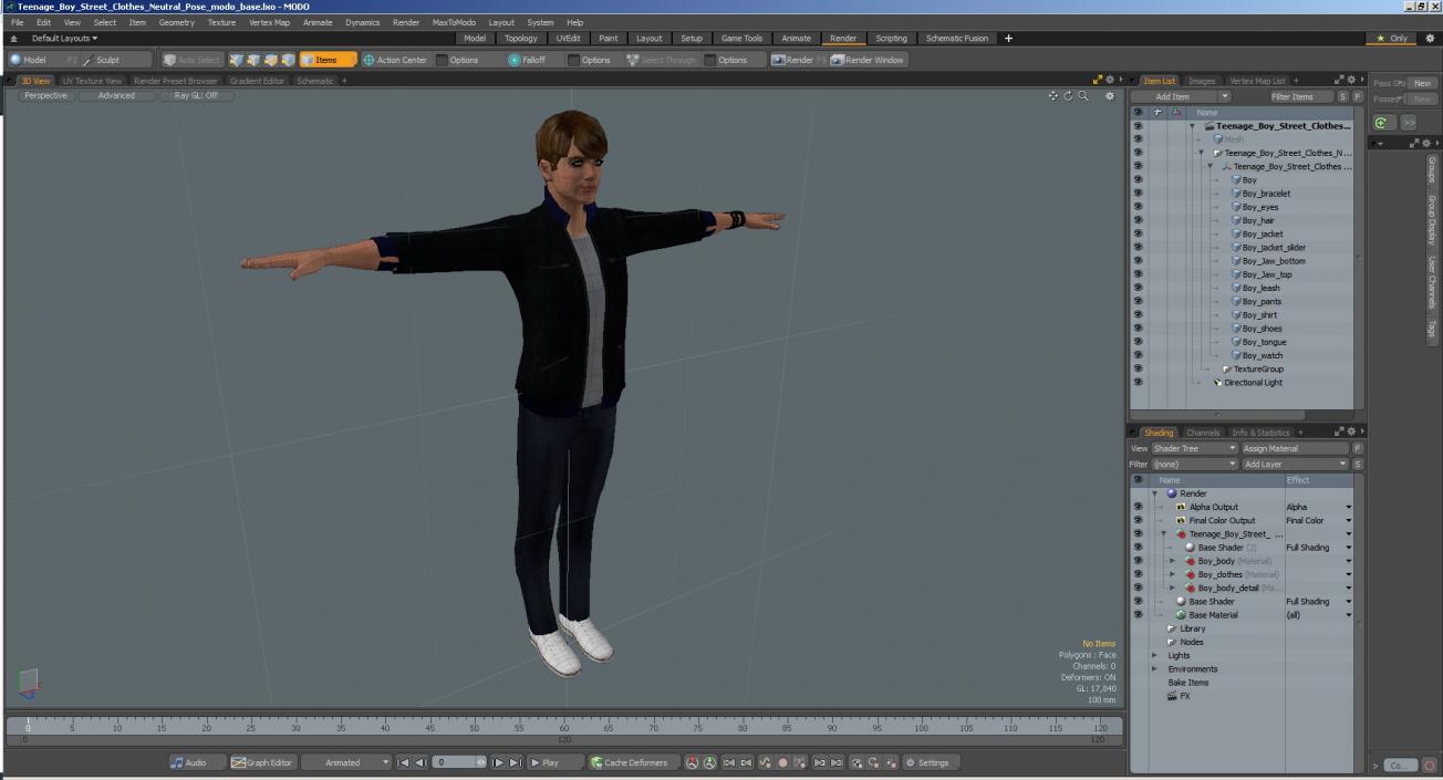 Teenage Boy Street Clothes Neutral Pose 3D model