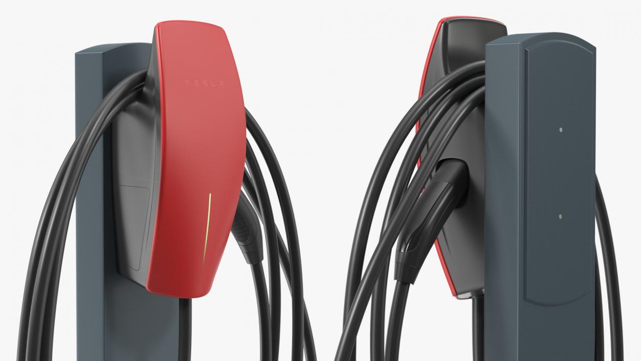 3D model Electric Vehicle Charger Pedestal Mounted Red