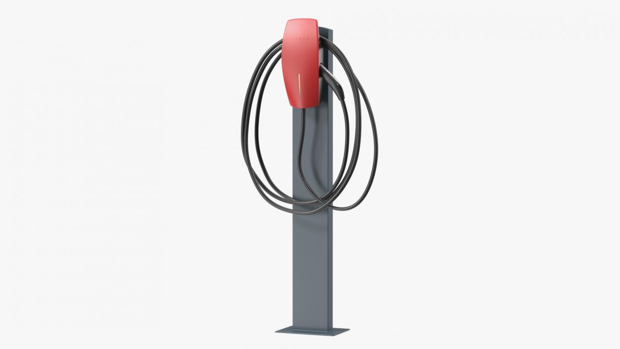 3D model Electric Vehicle Charger Pedestal Mounted Red