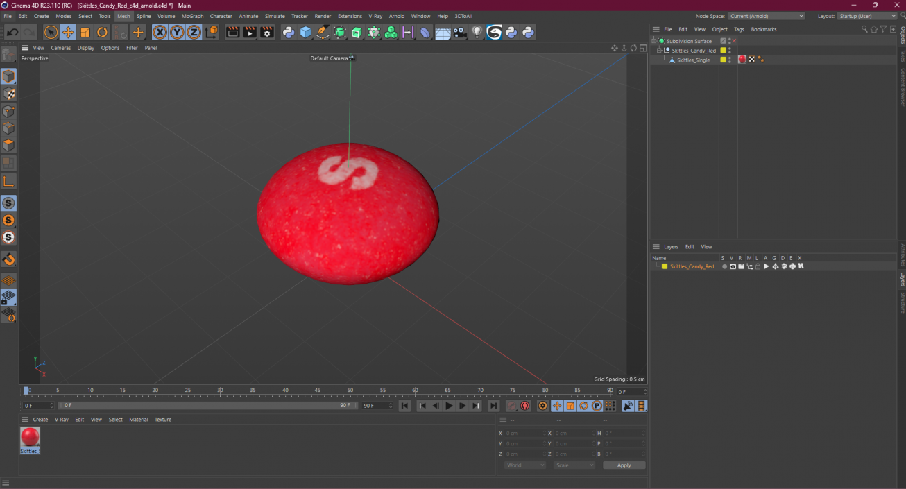 3D model Skittles Candy Red 2