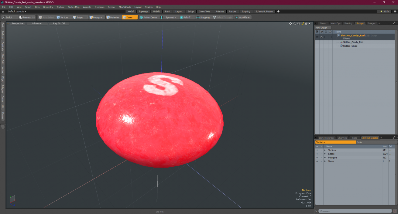 3D model Skittles Candy Red 2