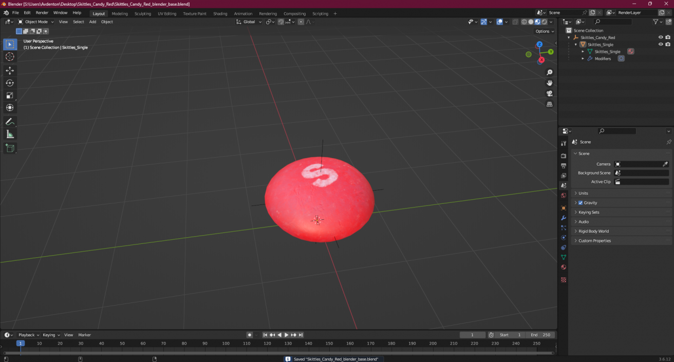 3D model Skittles Candy Red 2