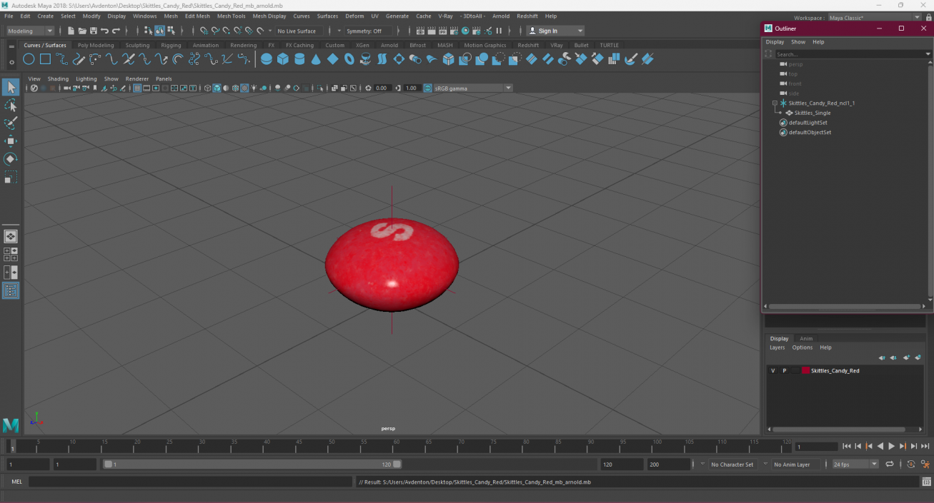 3D model Skittles Candy Red 2