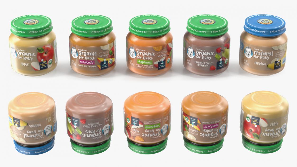 3D Gerber Fruit Baby Food Jars 113g Set