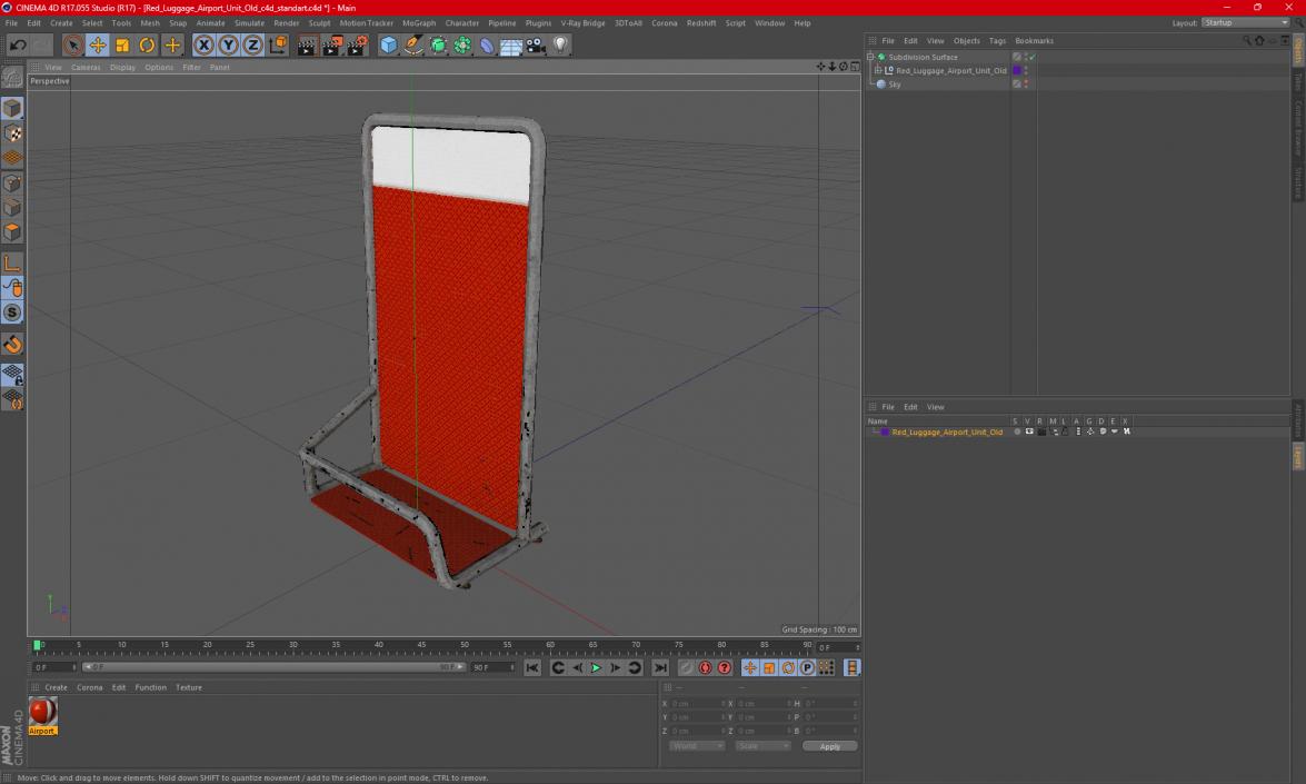 3D Red Luggage Airport Unit Old model