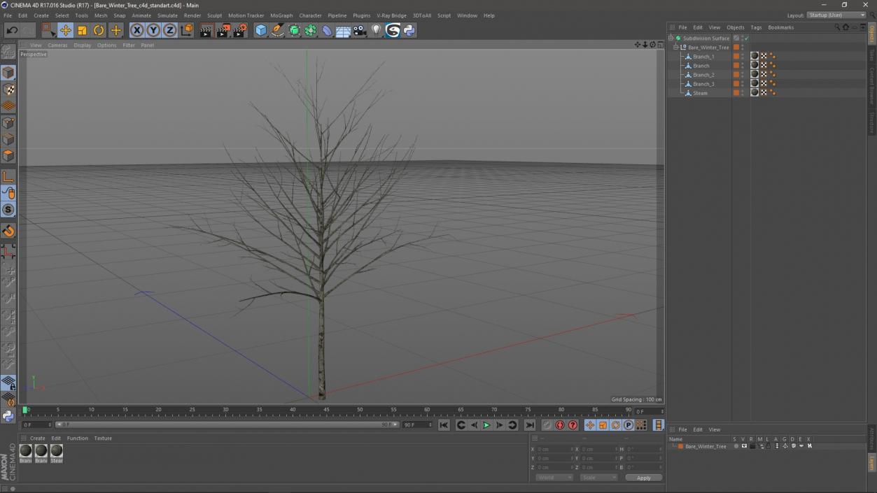 3D Bare Winter Tree