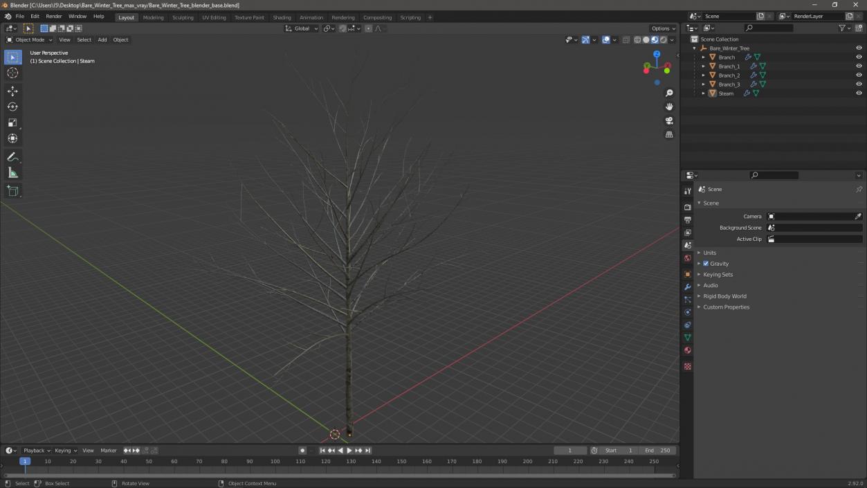 3D Bare Winter Tree