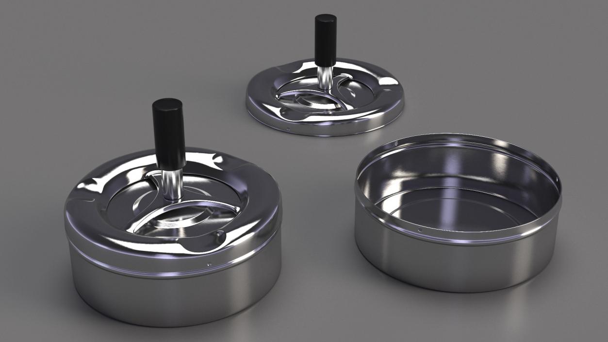 3D model Round Push Down Ashtray Chrome