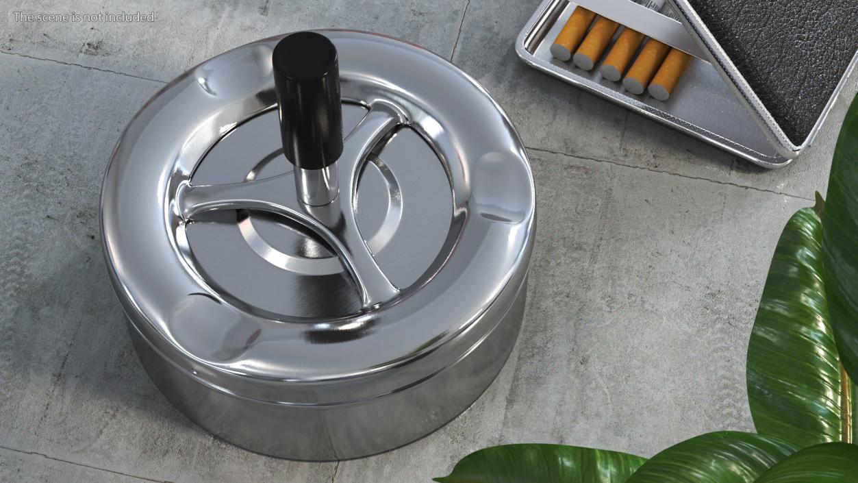 3D model Round Push Down Ashtray Chrome