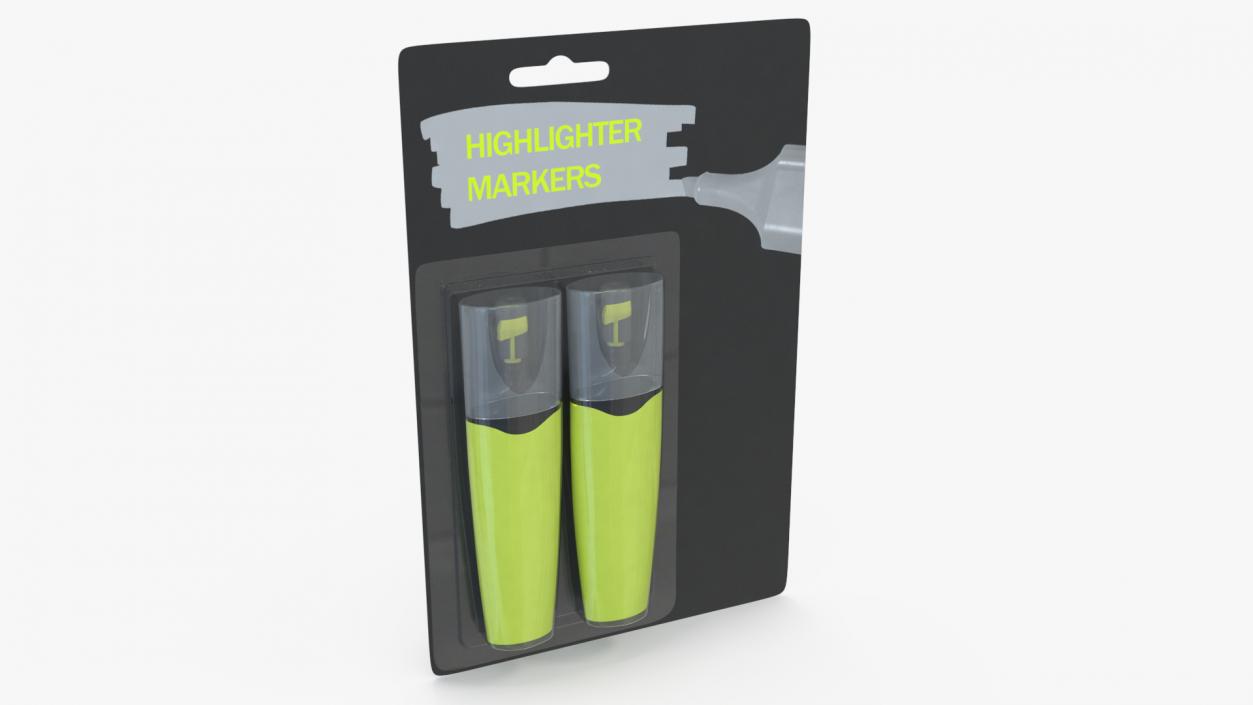 2 Highlighter Markers with Package 3D model