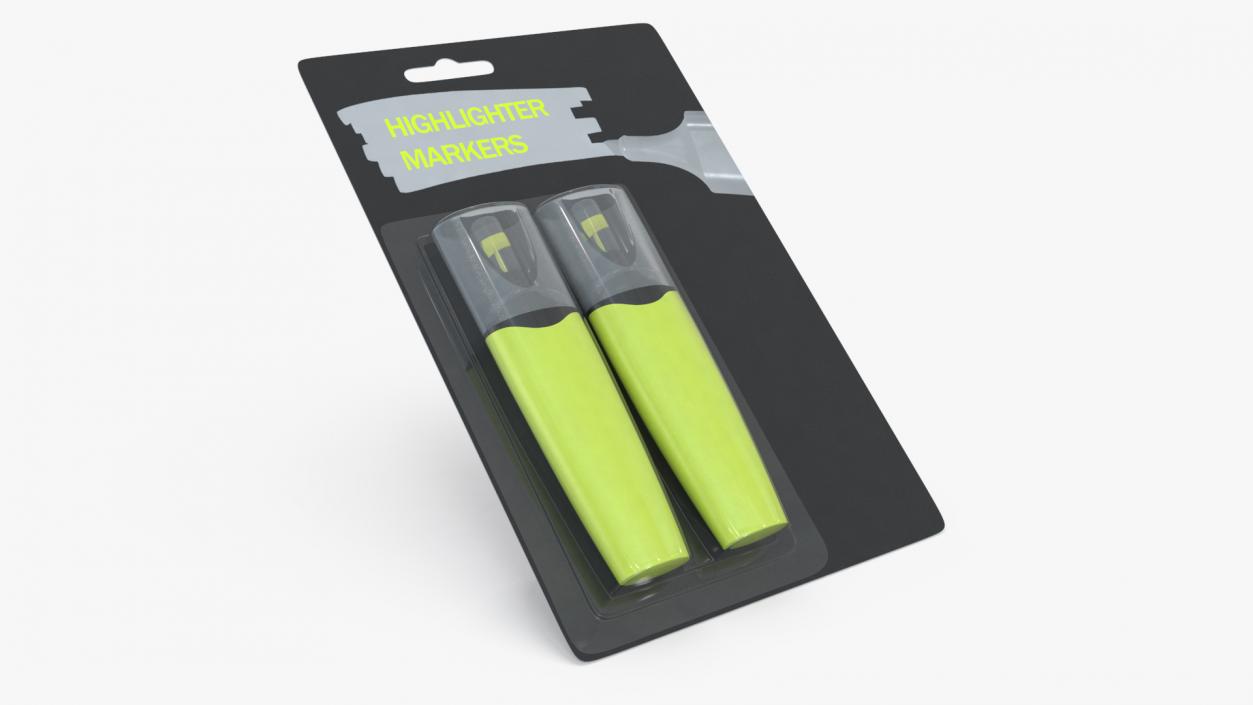 2 Highlighter Markers with Package 3D model