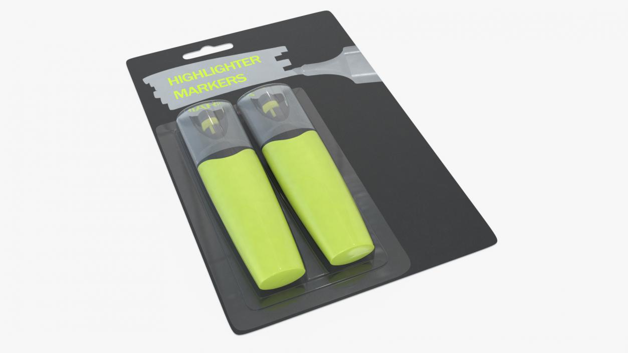 2 Highlighter Markers with Package 3D model