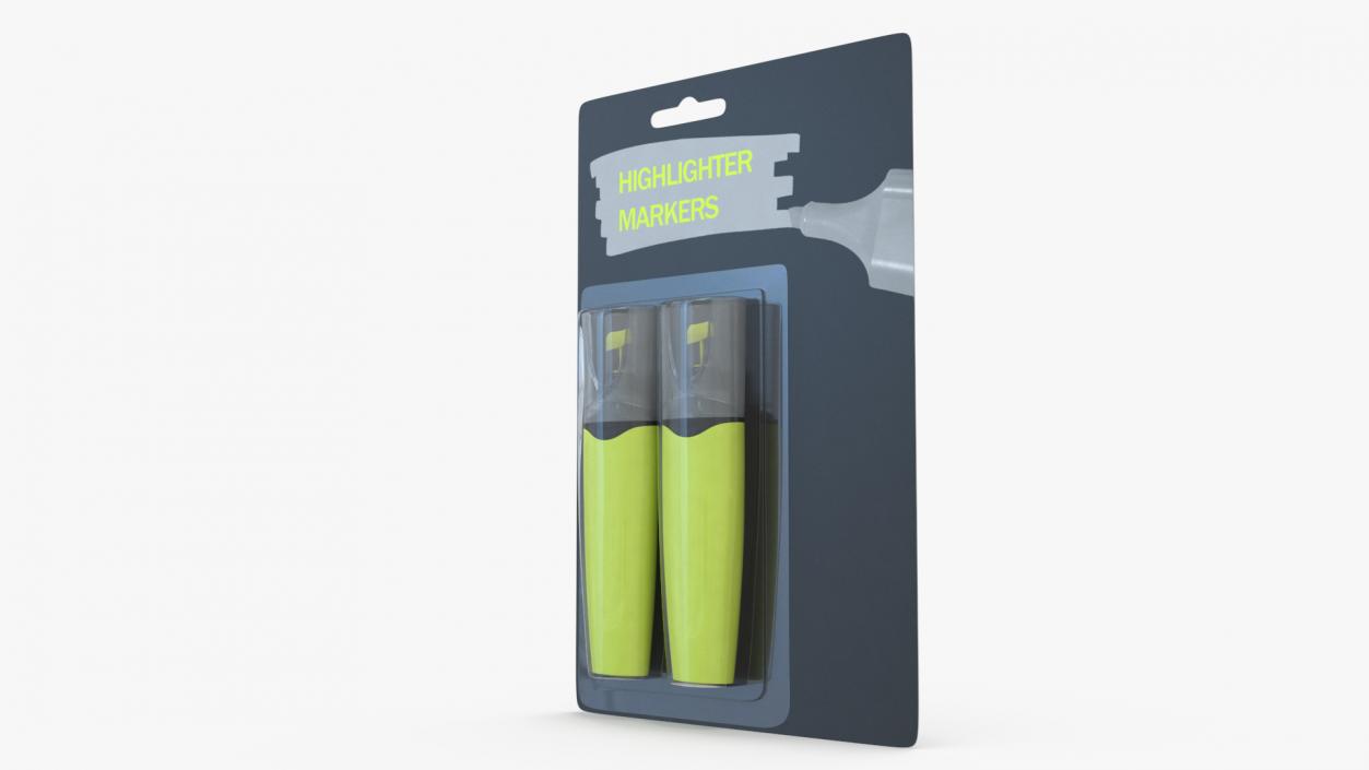 2 Highlighter Markers with Package 3D model