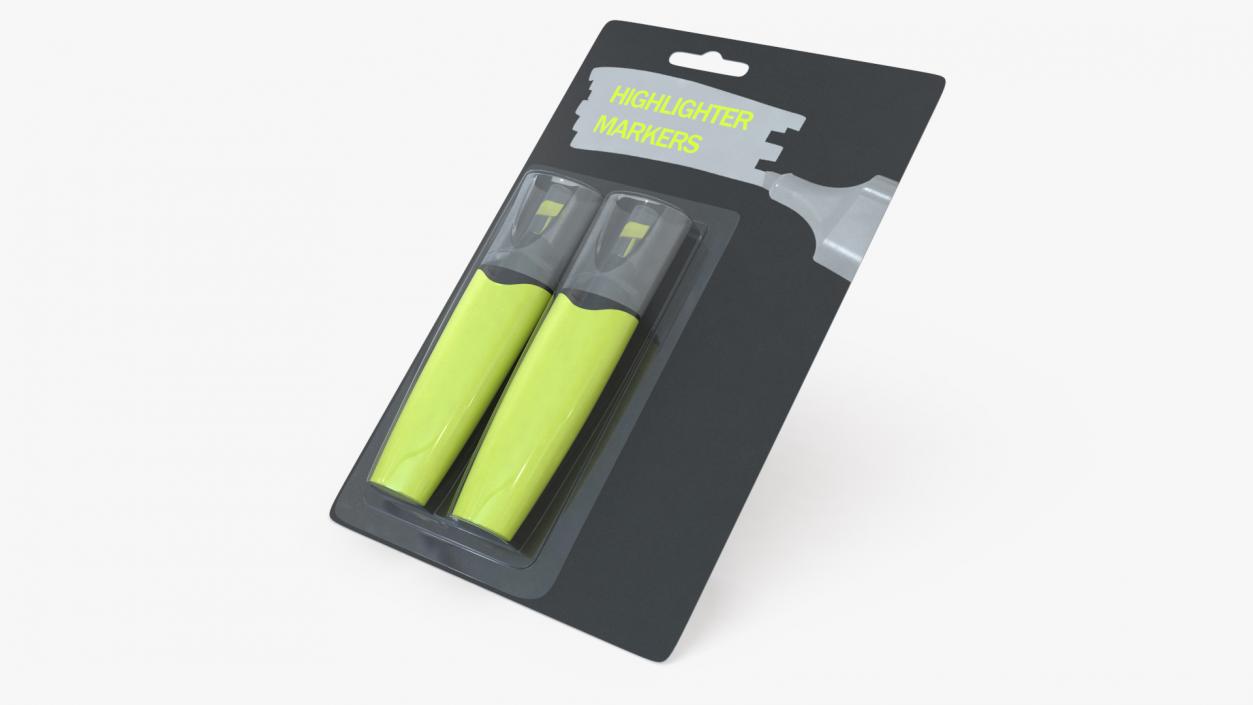 2 Highlighter Markers with Package 3D model