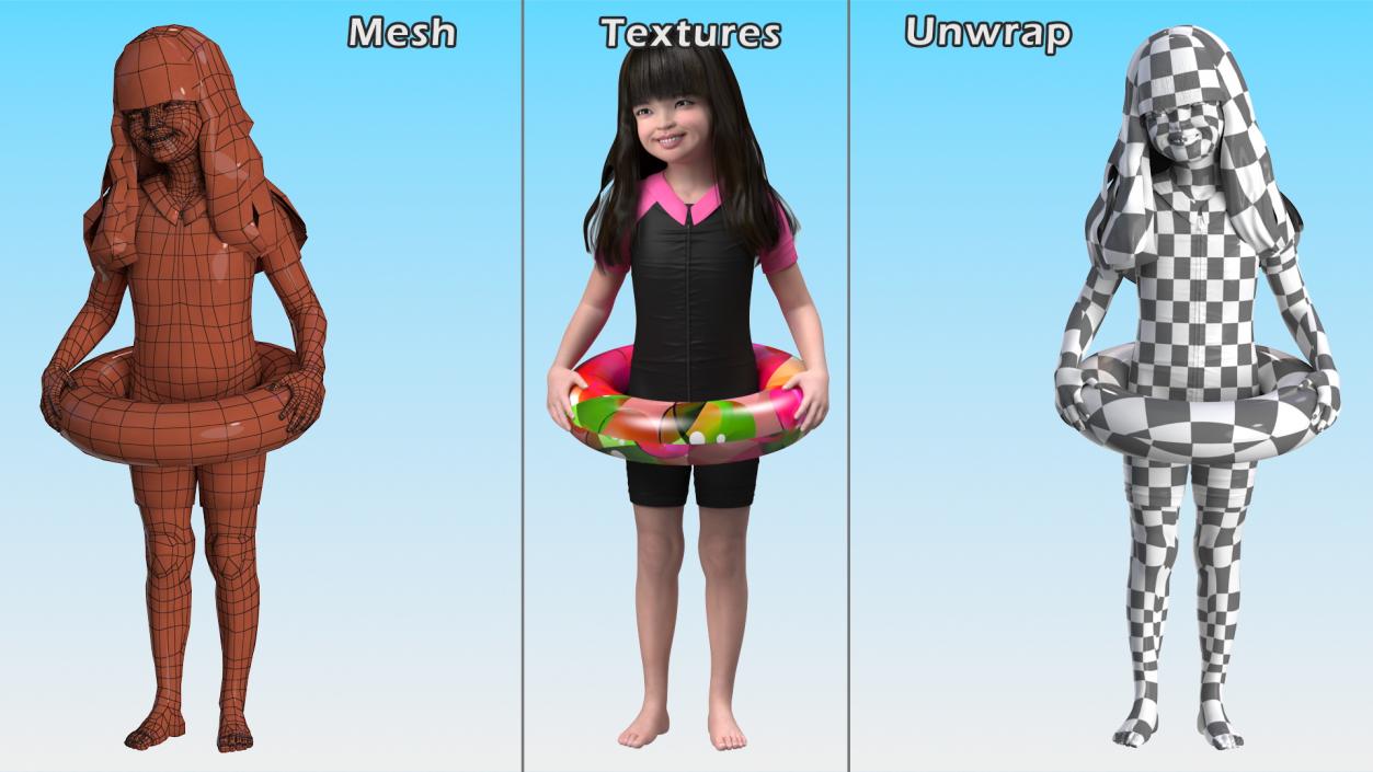 3D model Asian Girl Childs Collection 3