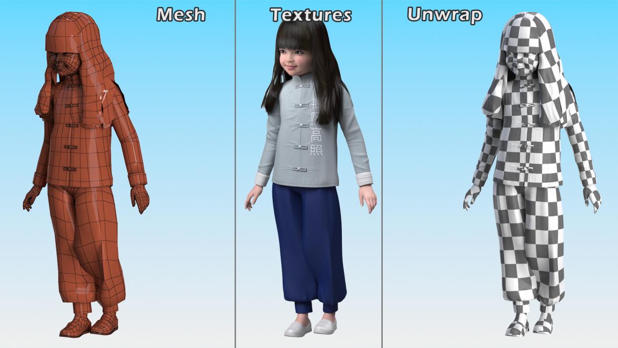 3D model Asian Girl Childs Collection 3