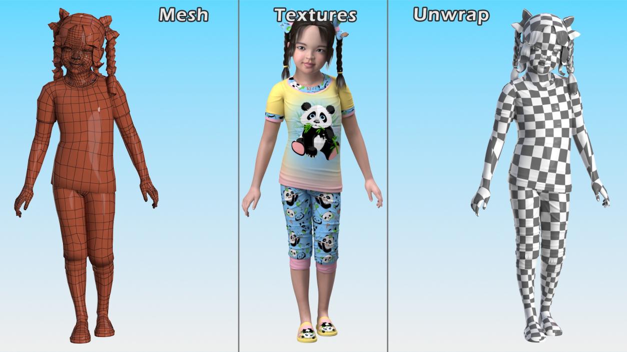 3D model Asian Girl Childs Collection 3