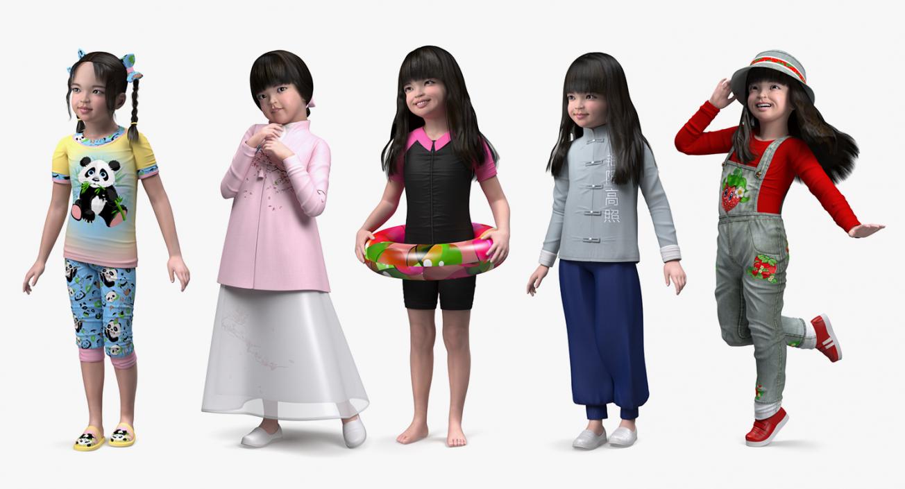 3D model Asian Girl Childs Collection 3