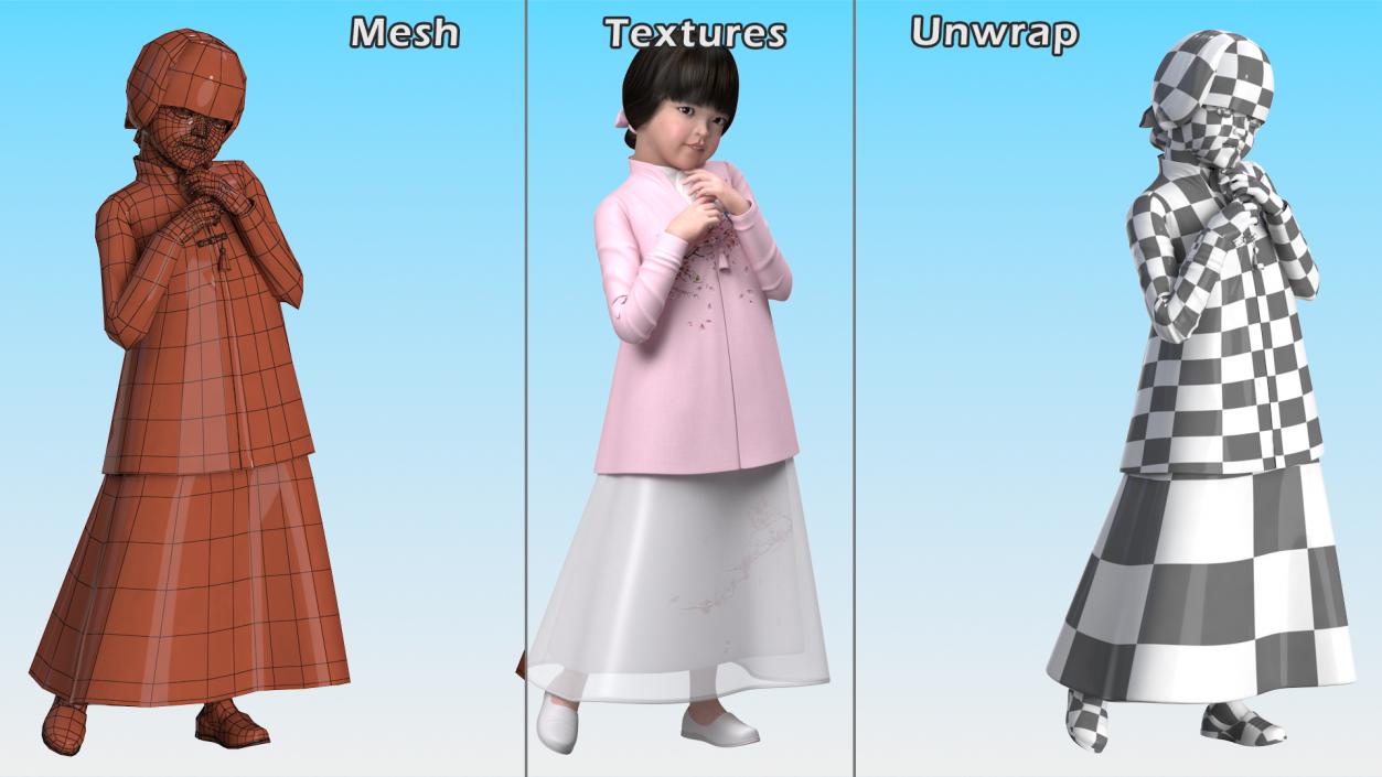 3D model Asian Girl Childs Collection 3