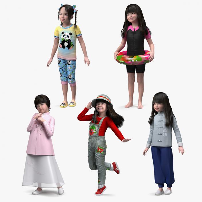 3D model Asian Girl Childs Collection 3