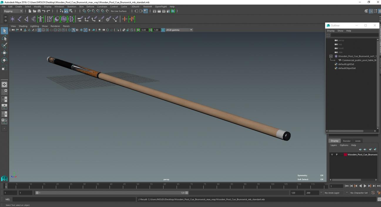 3D model Wooden Pool Cue Brunswick