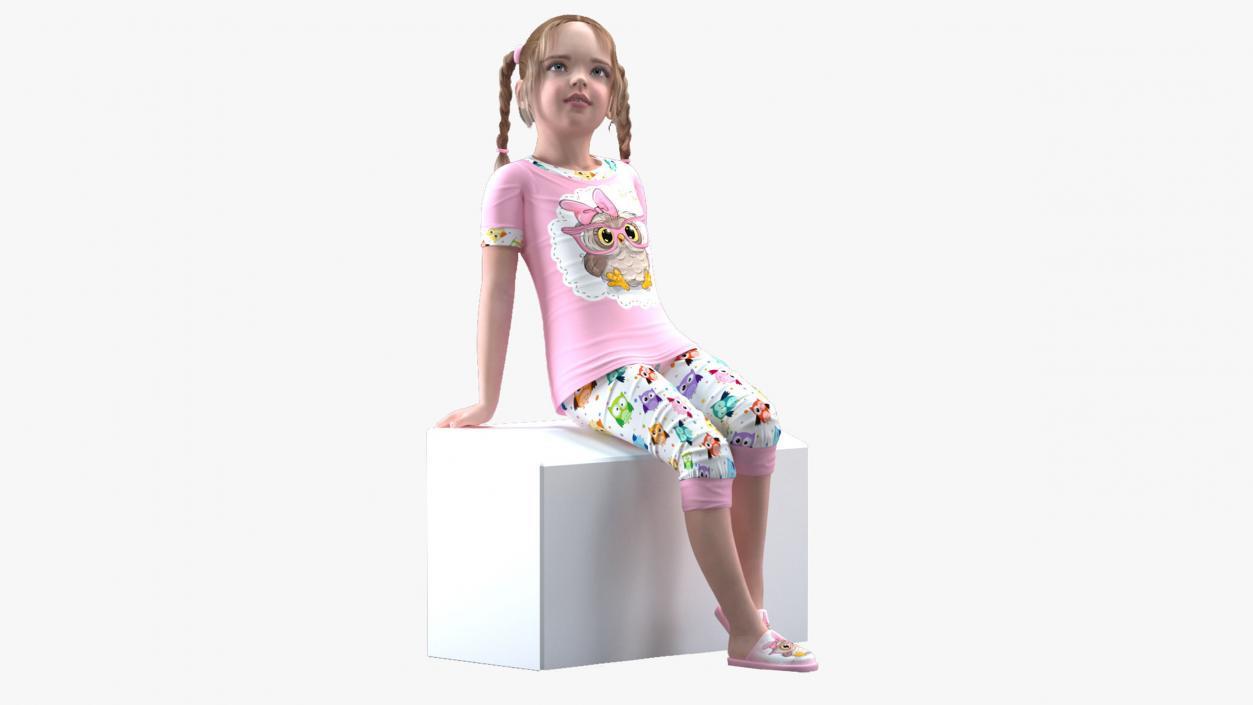 Young Girl Home Clothes Rigged for Cinema 4D 3D model