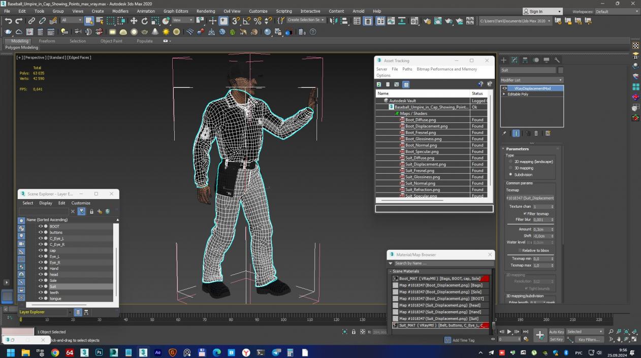 Baseball Umpire in Cap Showing Points 3D