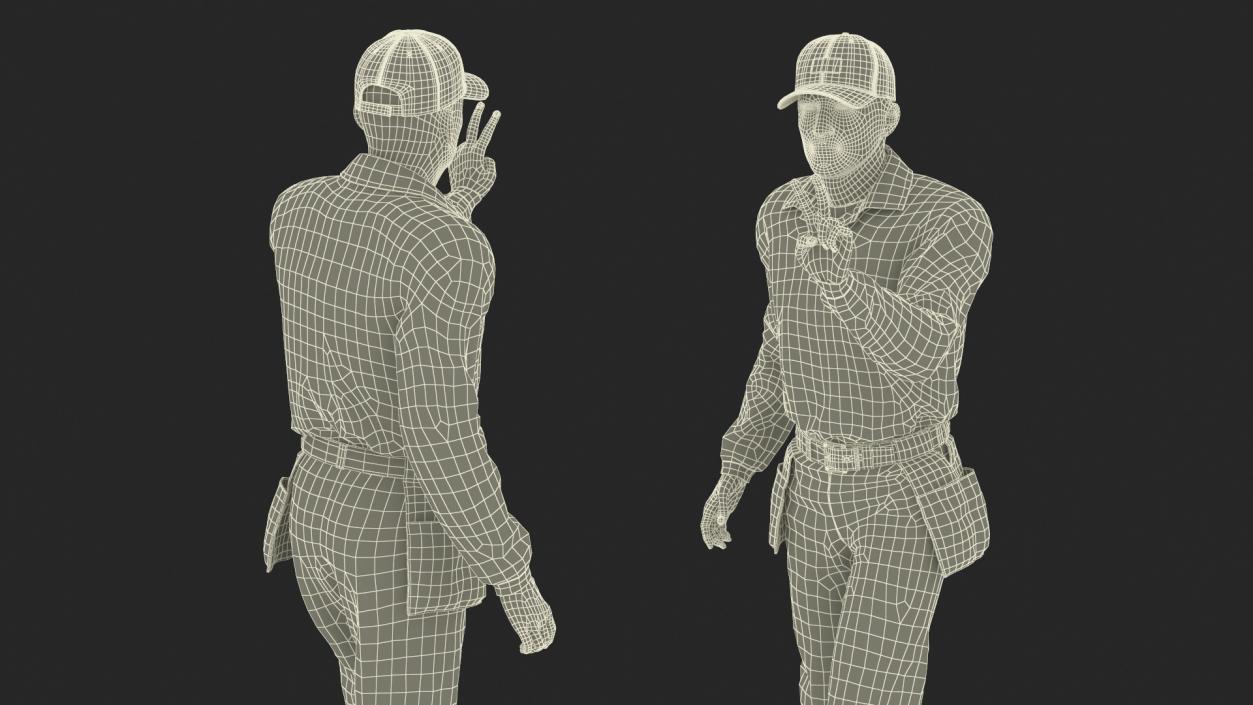 Baseball Umpire in Cap Showing Points 3D