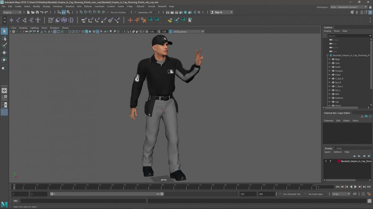 Baseball Umpire in Cap Showing Points 3D