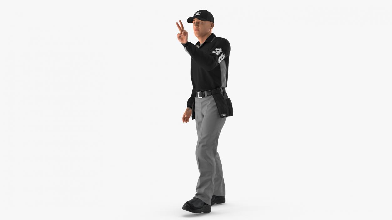 Baseball Umpire in Cap Showing Points 3D