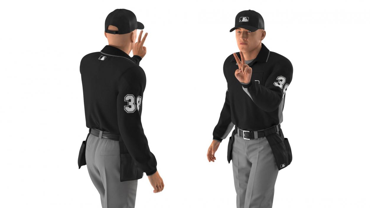 Baseball Umpire in Cap Showing Points 3D