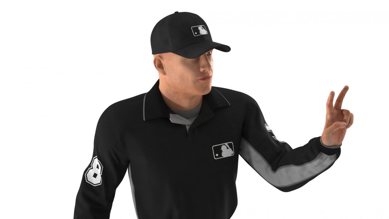 Baseball Umpire in Cap Showing Points 3D