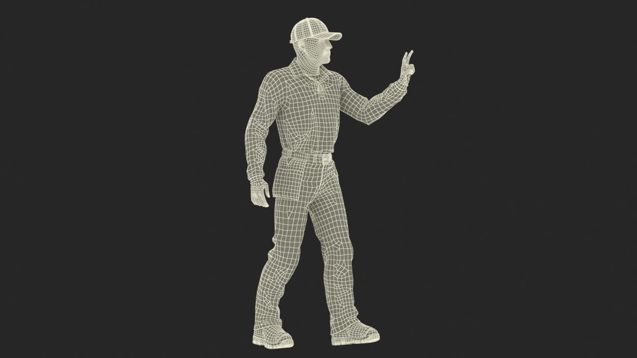 Baseball Umpire in Cap Showing Points 3D