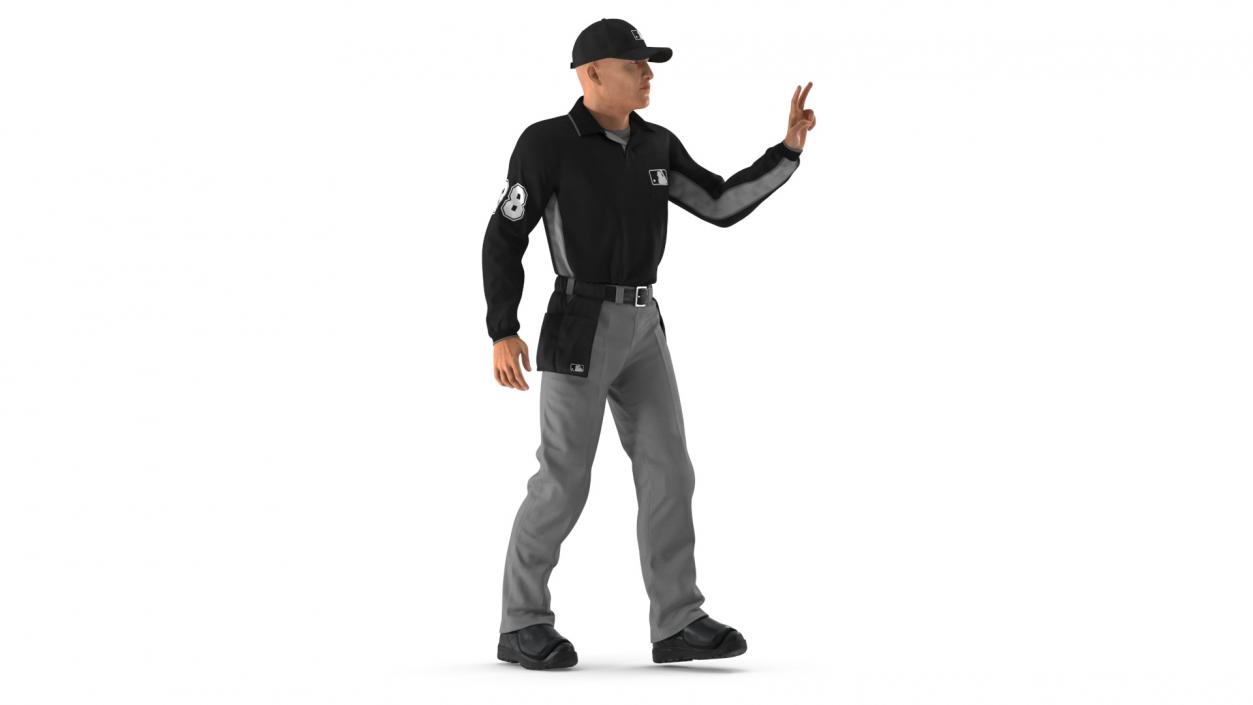 Baseball Umpire in Cap Showing Points 3D