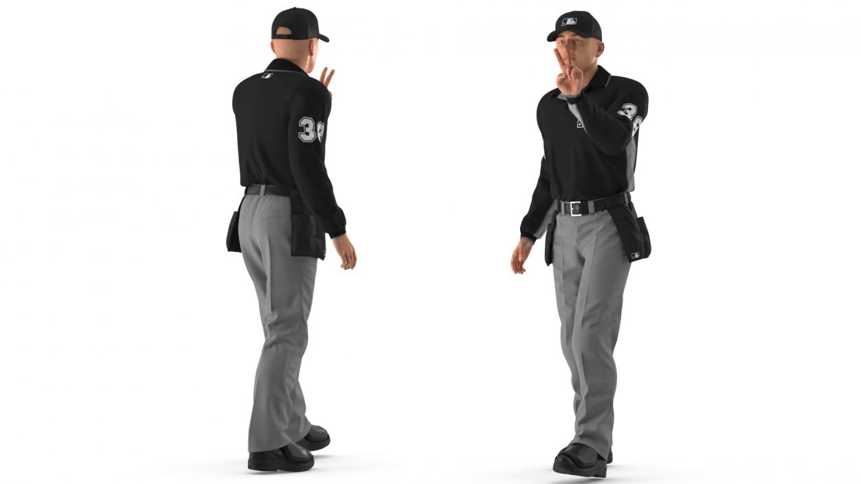 Baseball Umpire in Cap Showing Points 3D