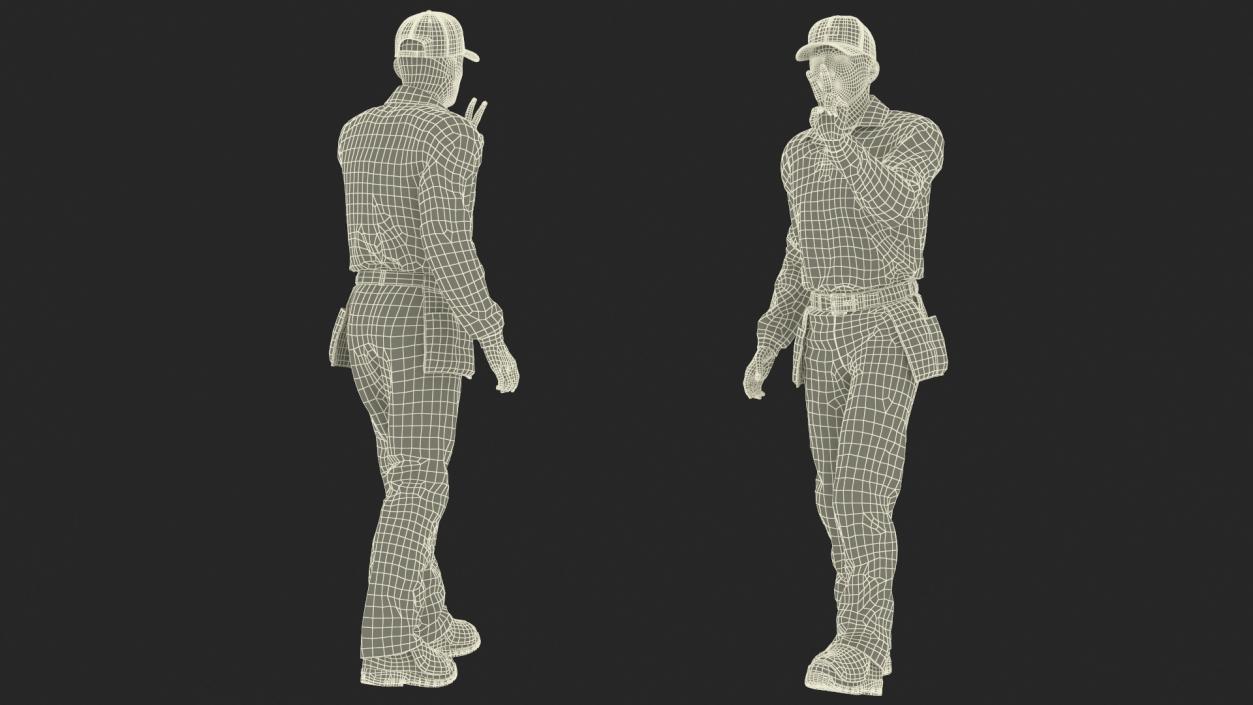 Baseball Umpire in Cap Showing Points 3D