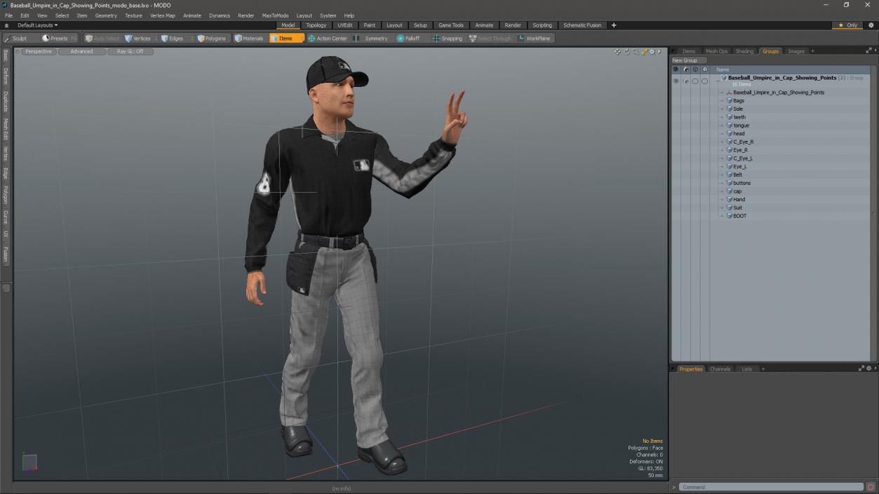 Baseball Umpire in Cap Showing Points 3D