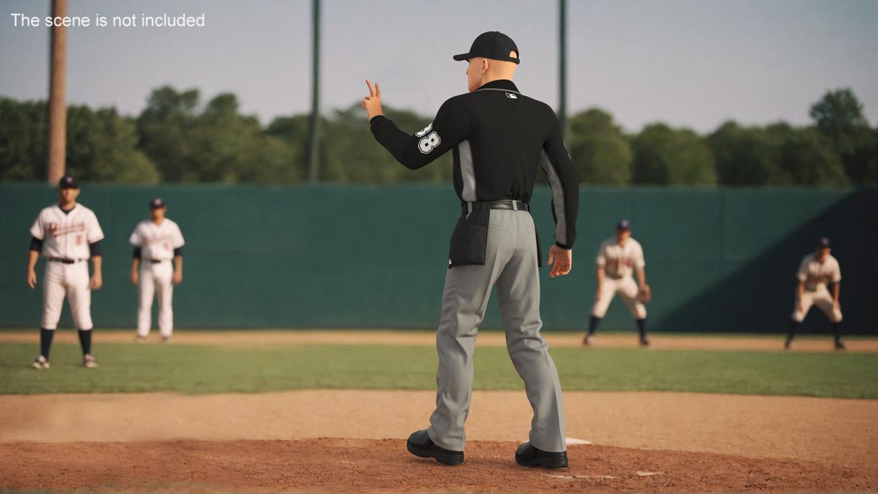 Baseball Umpire in Cap Showing Points 3D