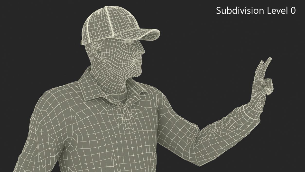 Baseball Umpire in Cap Showing Points 3D