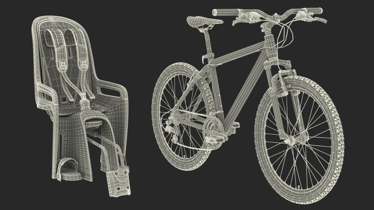 Bike with Child Safety Seat 3D