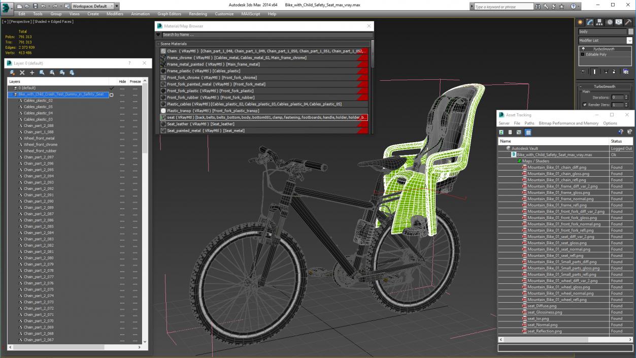 Bike with Child Safety Seat 3D