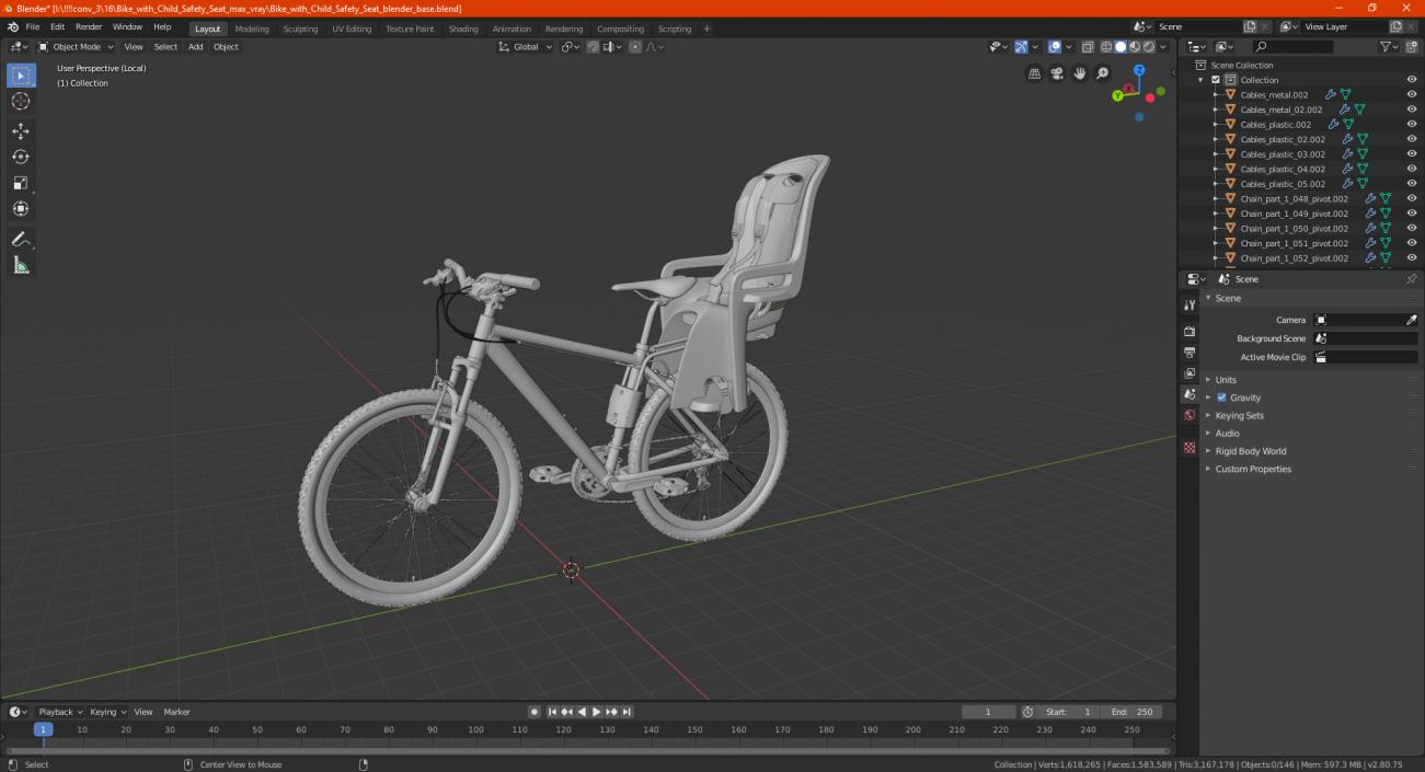 Bike with Child Safety Seat 3D