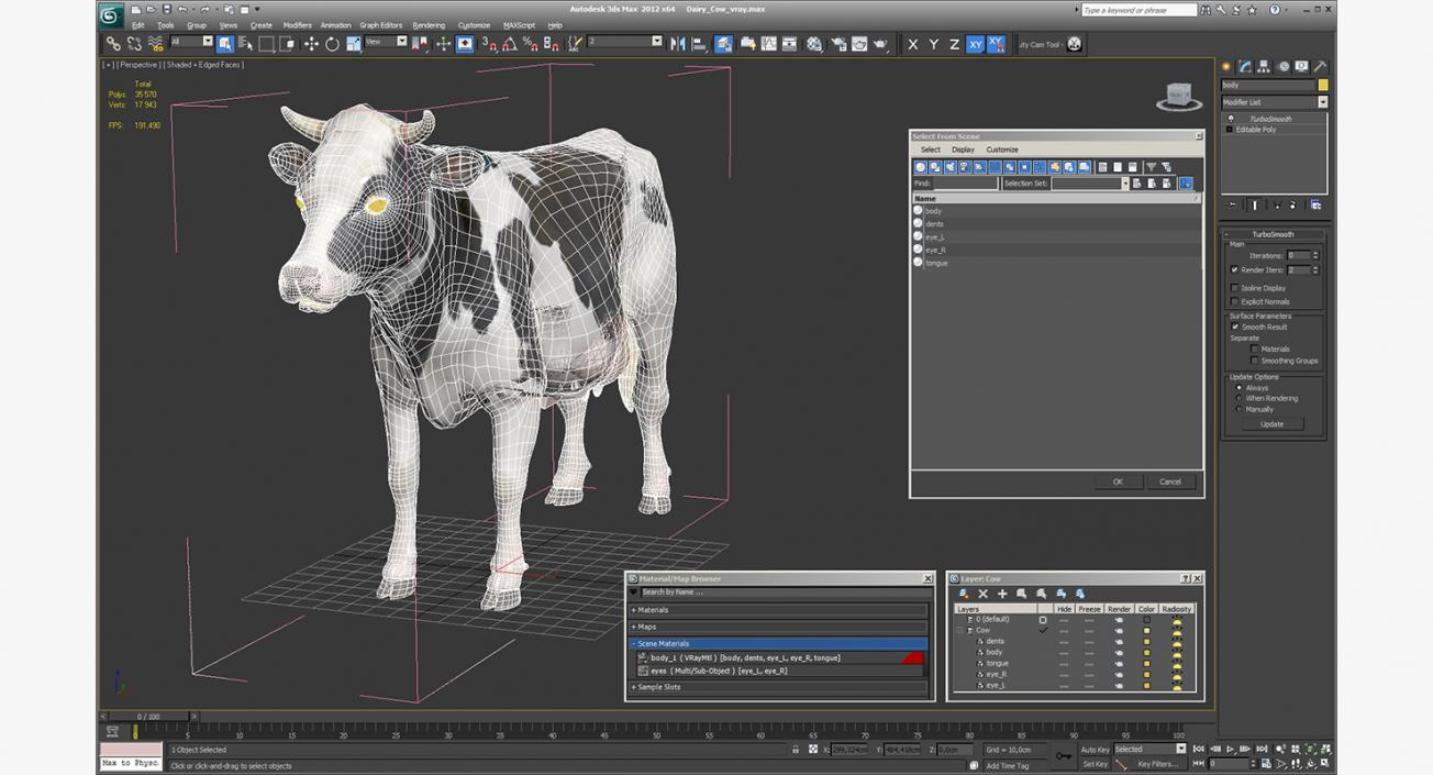 Dairy Cow 3D model