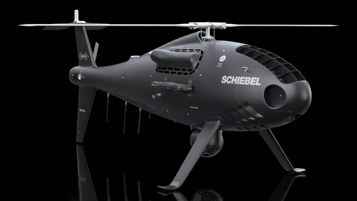 3D model Schiebel Camcopter S100 UAV Rotorcraft Black Rigged for Cinema 4D