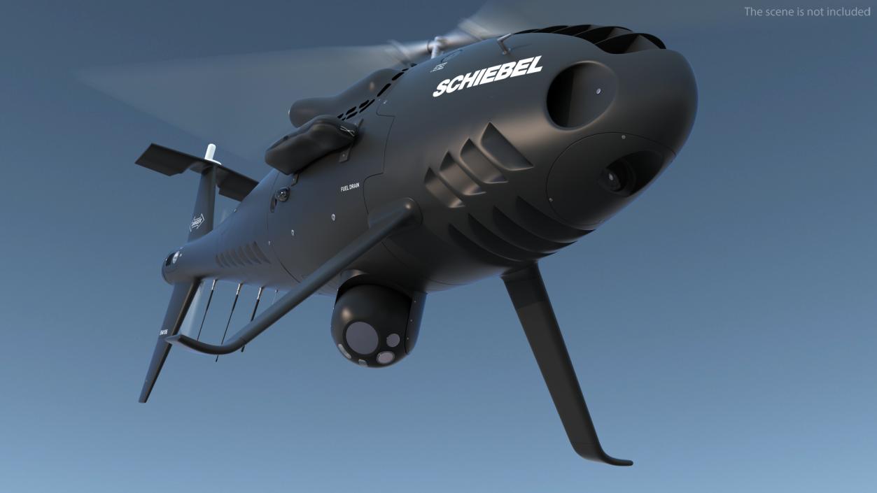 3D model Schiebel Camcopter S100 UAV Rotorcraft Black Rigged for Cinema 4D