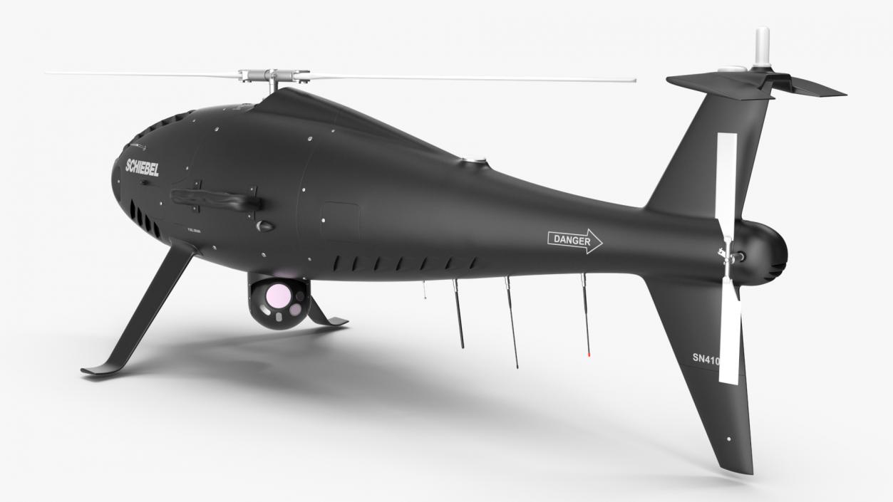 3D Schiebel Camcopter S100 UAV Rotorcraft Black Rigged