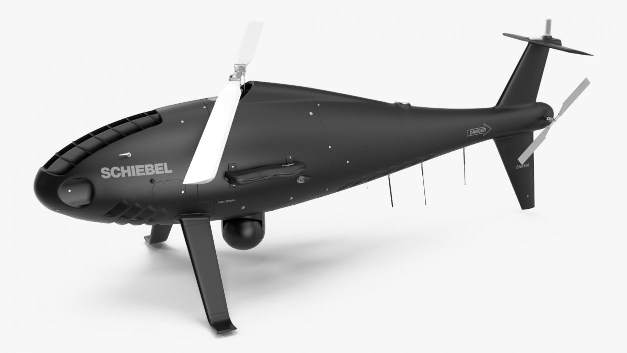 3D Schiebel Camcopter S100 UAV Rotorcraft Black Rigged